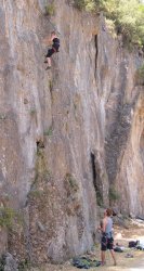 Christiane practises falling, Gola San Giorgio, Ogliastra