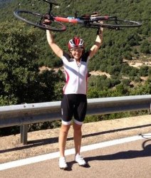 The highlight of the cycling holiday on Sardinia: Jen at the pass at Giustizieri