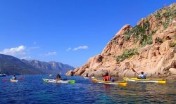 Kayaking by the Isolotto d'Ogliastra looking north up the east coast of Sardinian