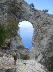 Natural arch on the way to Cala Mariolu